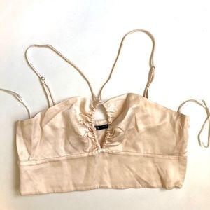 Zara Champagne Satin Bra Top Size Large